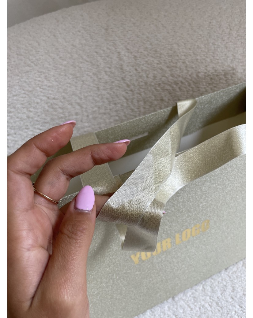 LUXUSPAPIERTASCHE GOLD GLITZER – M (35x12x25 cm)