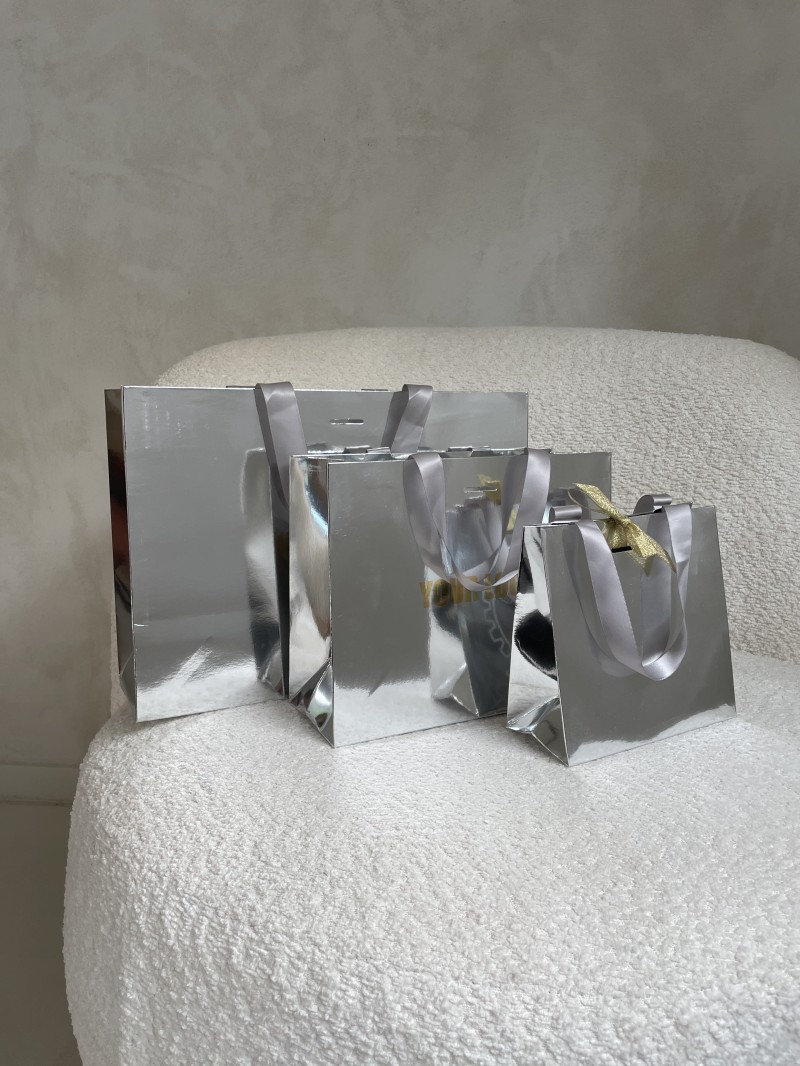 Sac papier Luxe Silver miroir Express - M (35x12x25cm)