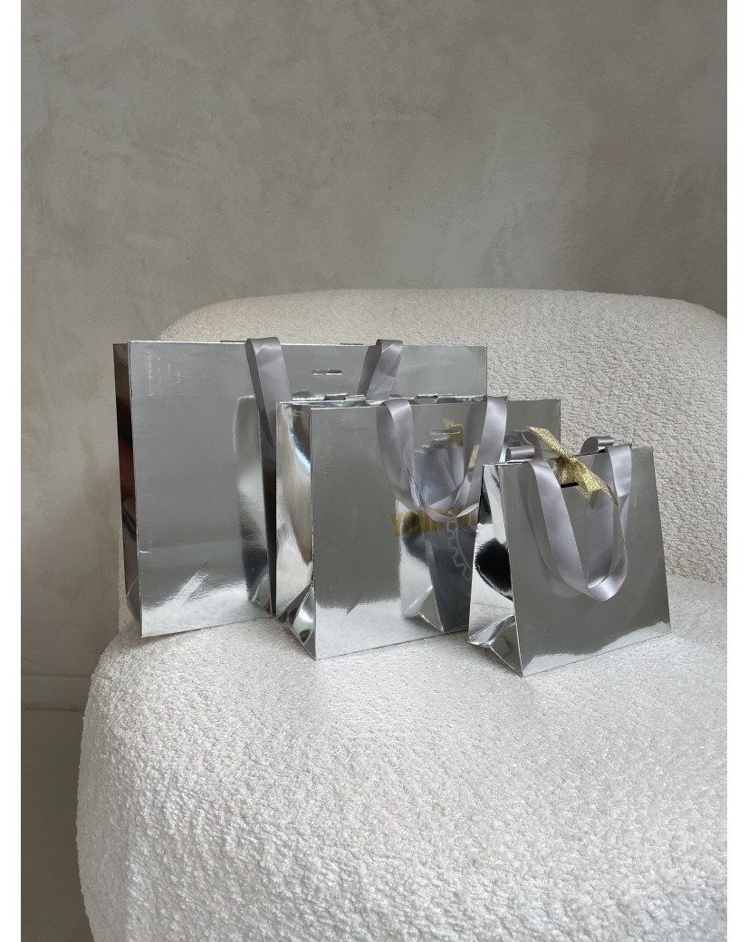 Sac papier Luxe Silver miroir Express - M (35x12x25cm)