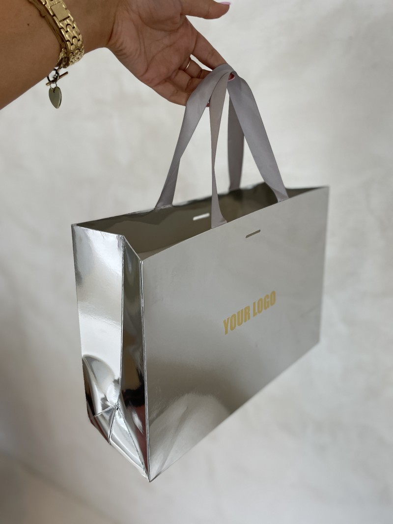 Sac papier Luxe Silver miroir Express - M (35x12x25cm)