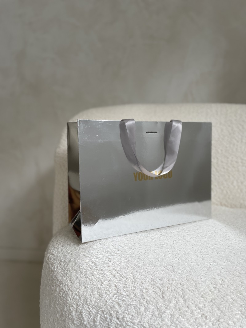Sac papier Luxe Silver miroir Express - M (35x12x25cm)