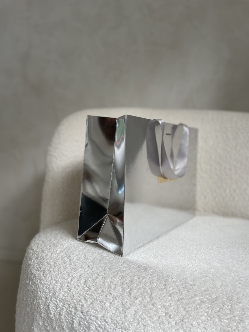 LUXURY PAPER BAG SILVER MIRROR – M (35x12x25 cm)