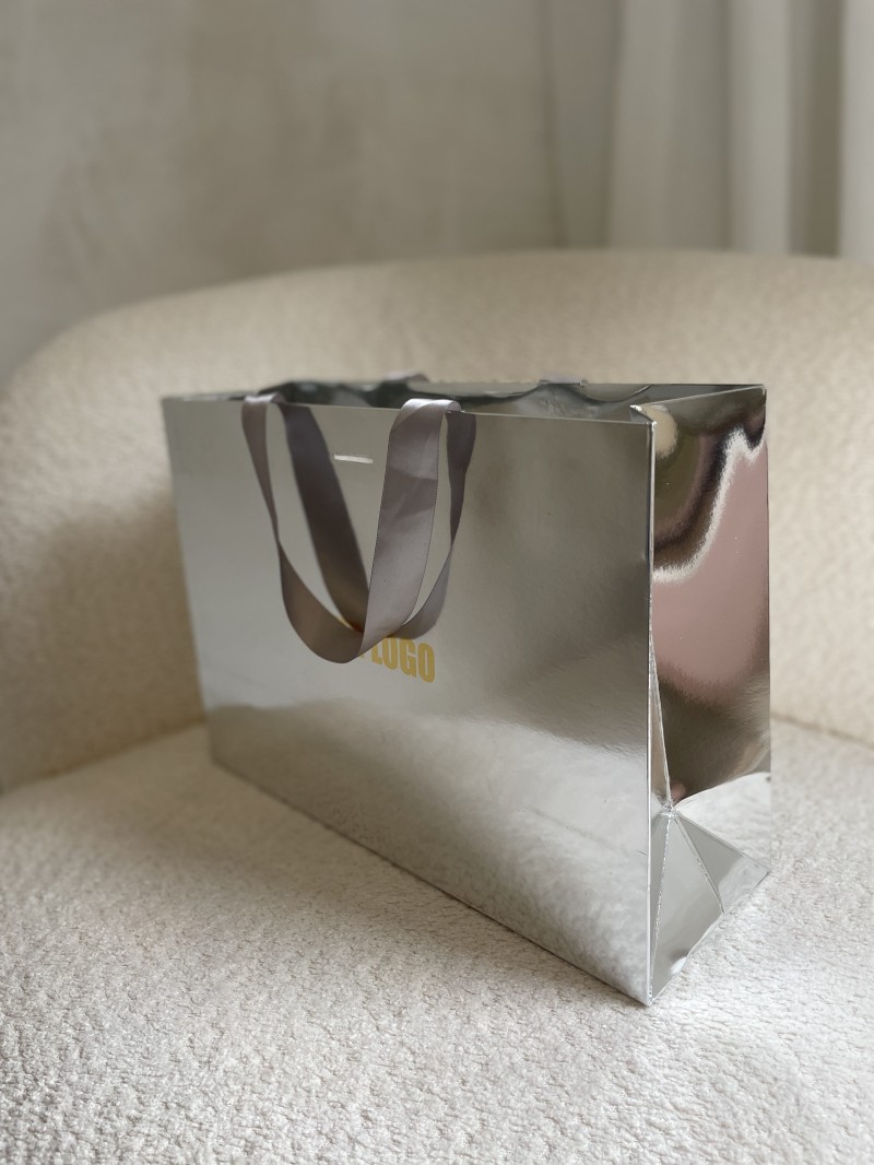 Sac papier Luxe Silver miroir Express - M (35x12x25cm)
