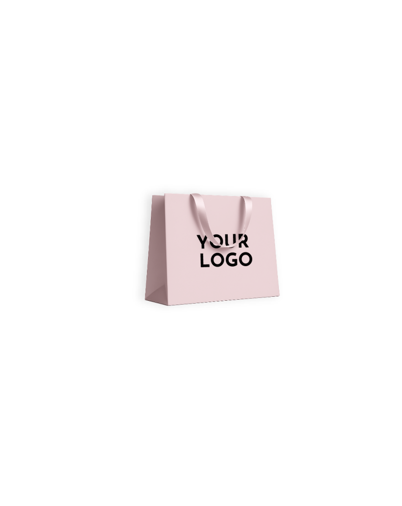 Sac papier Luxe Rose Express - poignées roses - M (35x12x25cm)