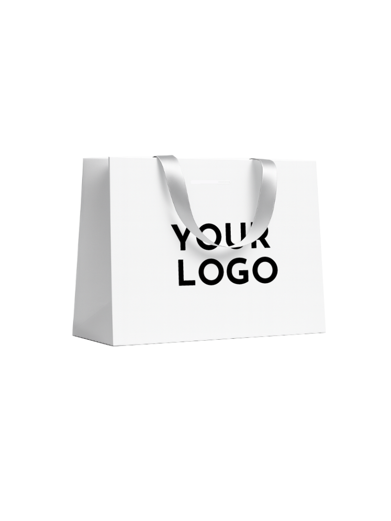 Luxe papieren tas – WIT met witte handvatten – L (45 x 14 x 35 cm)