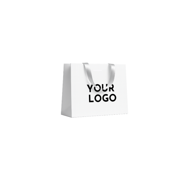 Sac papier Luxe Blanc Express - poignées blanches - M (35x12x25cm)