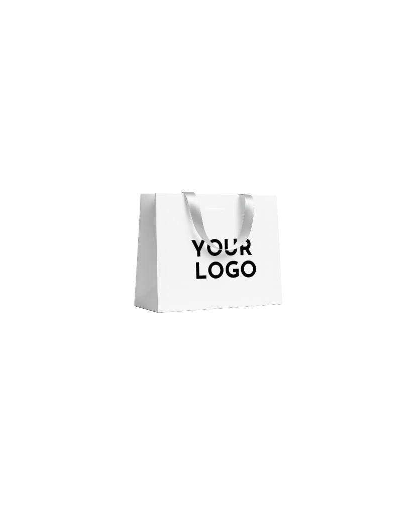 Luxe papieren tas – WIT met witte handvatten – M (35 x 12 x 25 cm)