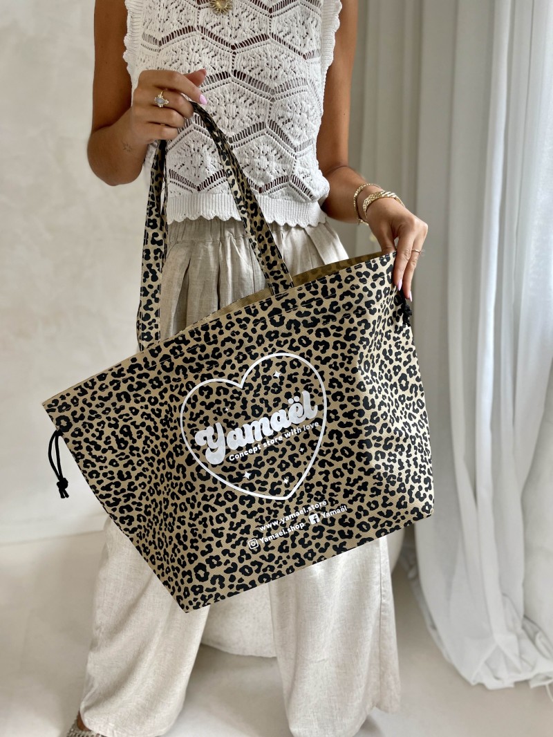 TASCHE NICE Leopardenmuster – L (58 x 24 x 35 cm)