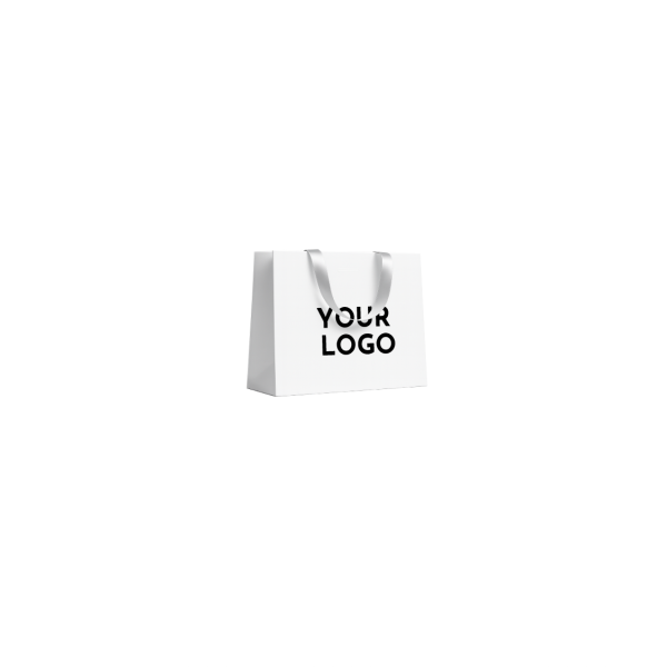 Sac papier Luxe Blanc Express - poignées blanches - S (25x10x20cm)