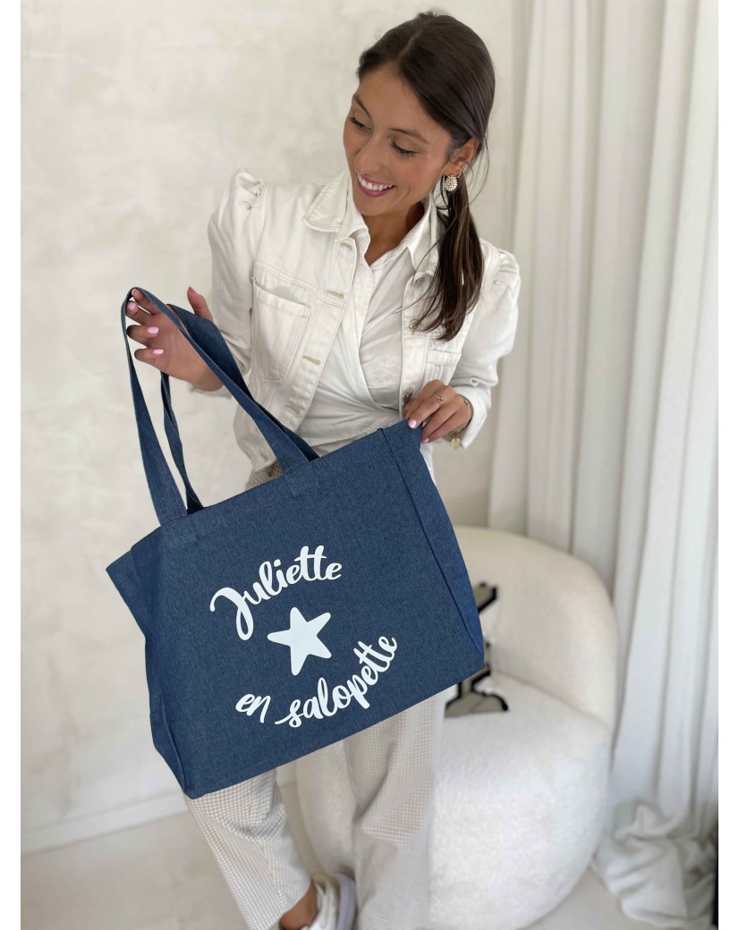 SAC COTON "NANCY" - JEANS DARK 💙 (43x15x36 cm)