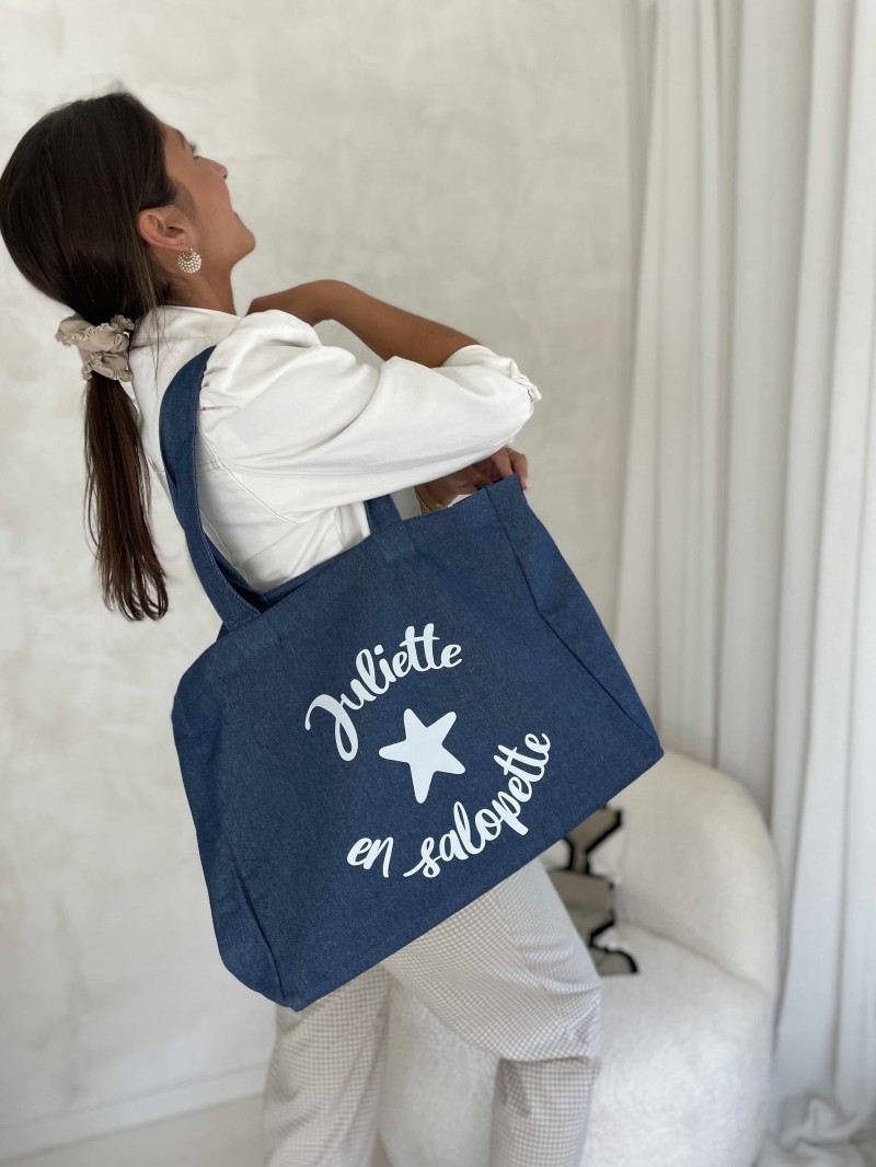 SAC COTON "NANCY" - JEANS DARK 💙 (43x15x36 cm)