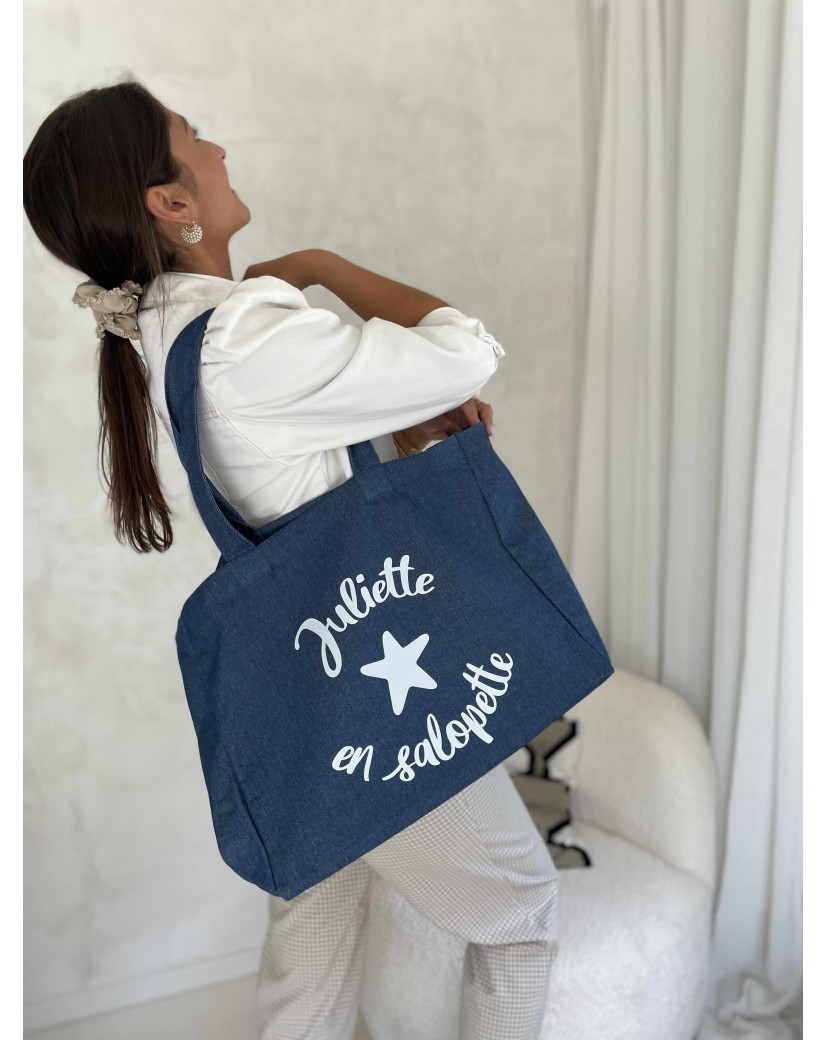 SAC COTON "NANCY" - JEANS DARK 💙 (43x15x36 cm)