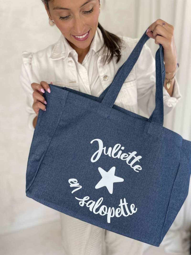 SAC COTON "NANCY" - JEANS DARK 💙 (43x15x36 cm)