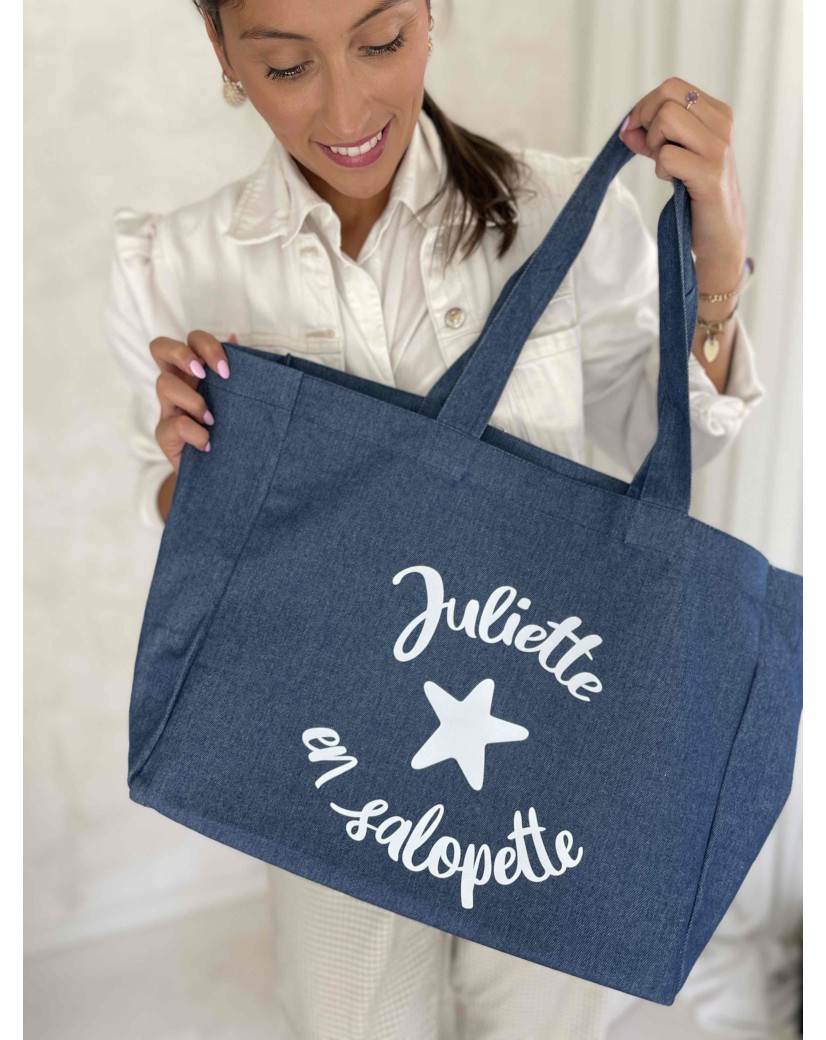 SAC COTON "NANCY" - JEANS DARK 💙 (43x15x36 cm)