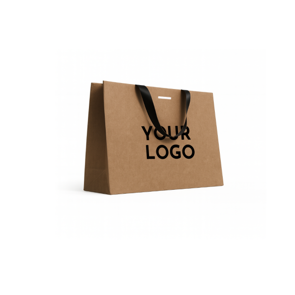 Luxus-Papiertüte Kraft – schwarze Henkel – L (45 x 14 x 35 cm)