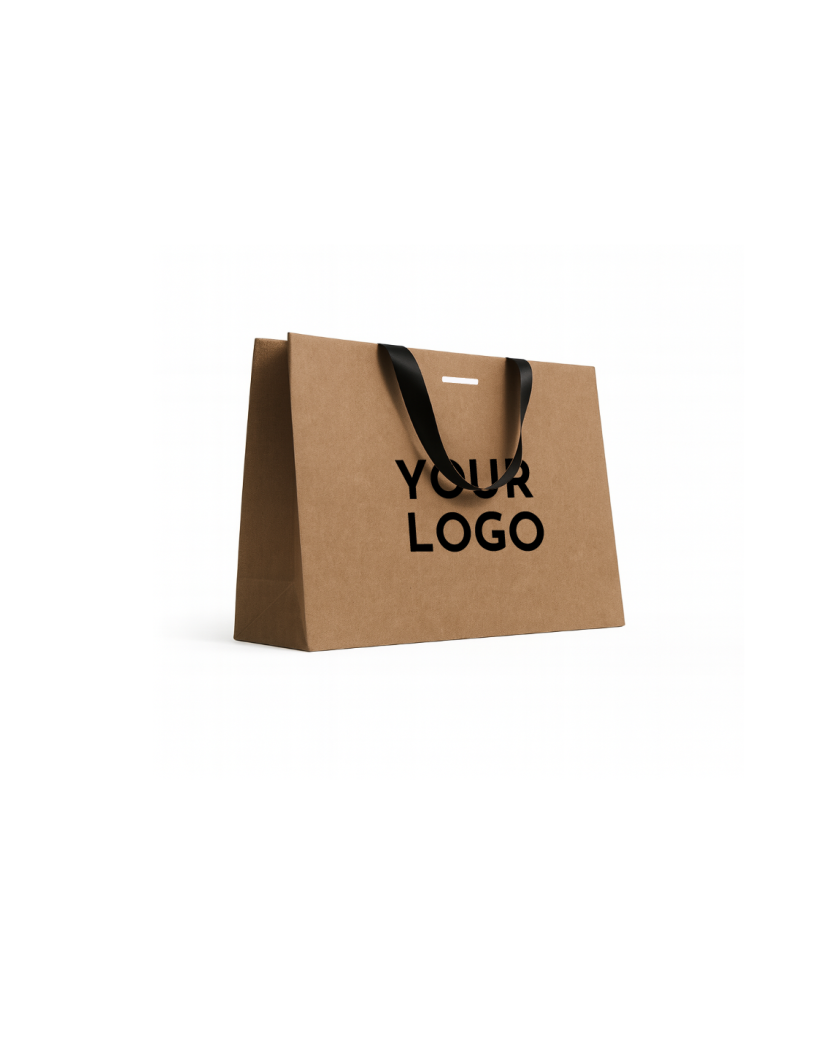 Sac papier Luxe Kraft Express - poignées noires - L (45x14x35cm)