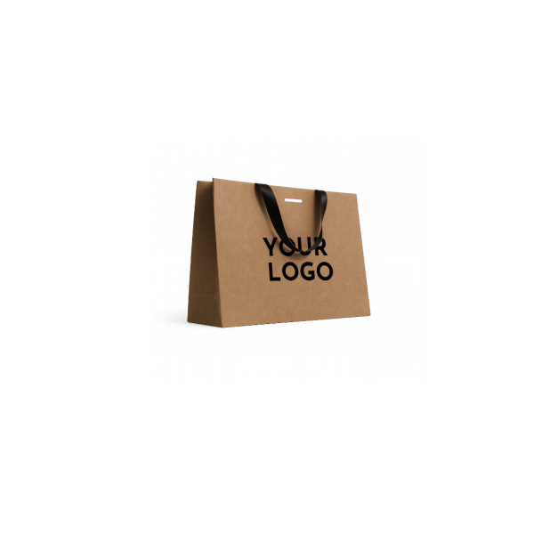 Luxus-Papiertüte Kraft – schwarze Henkel – M (35 x 12 x 25 cm)