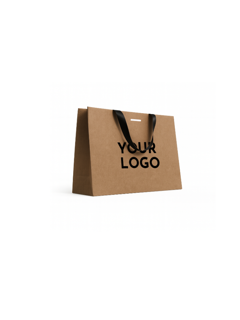 Sac papier Luxe Kraft Express - poignées noires - M (35x12x25cm)