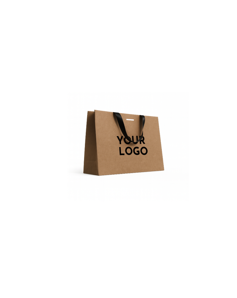 Sac papier Luxe Kraft Express - poignées noires - M (35x12x25cm)