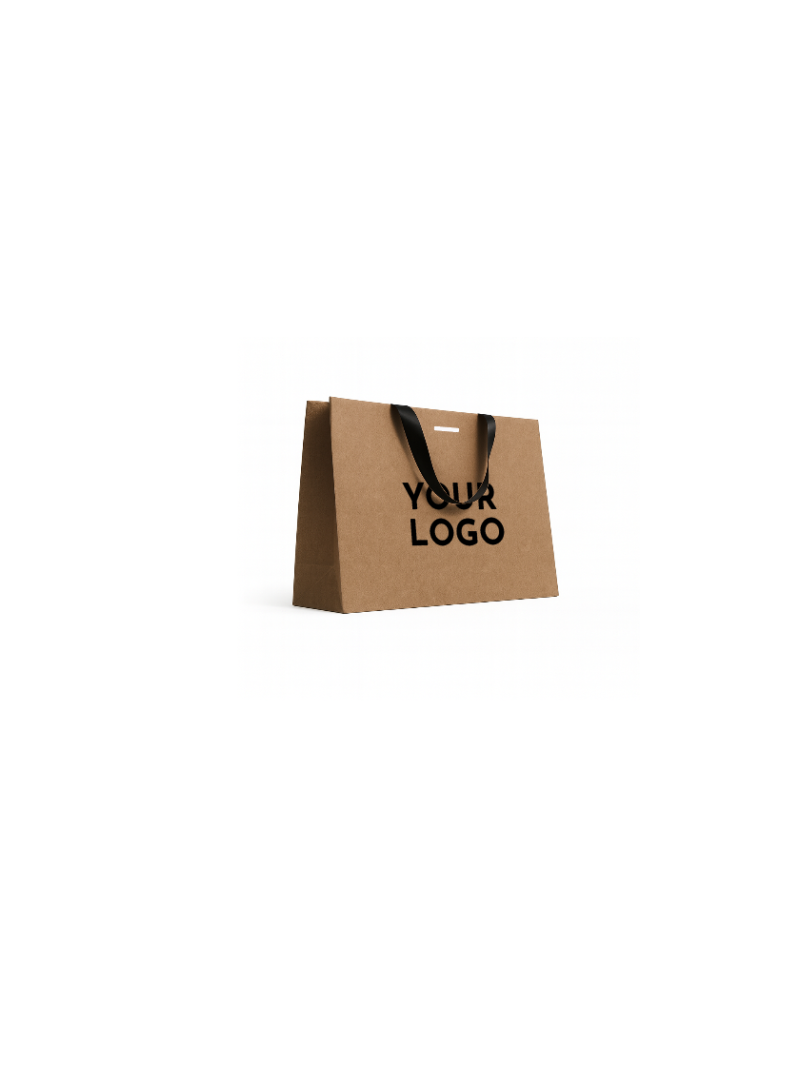 Bolsa de papel de lujo kraft – asas negras – S (25 x 10 x 20 cm)
