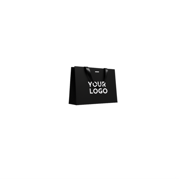 Black Luxury Paper Bag – black handles – S (25 x 10 x 20 cm)