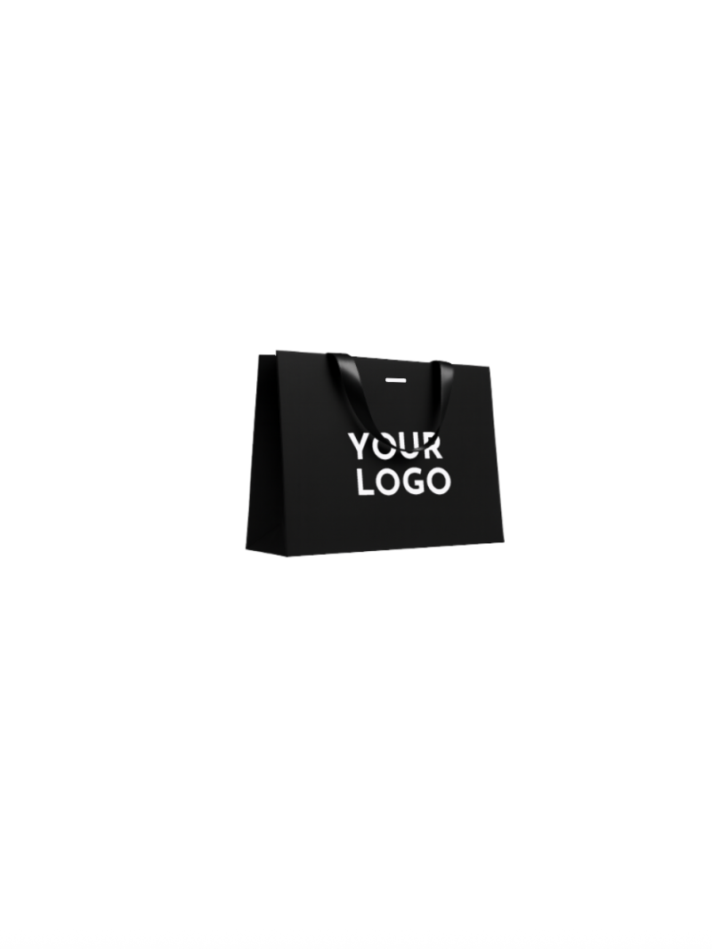 Bolsa de papel de lujo negra – asas negras – S (25 x 10 x 20 cm)