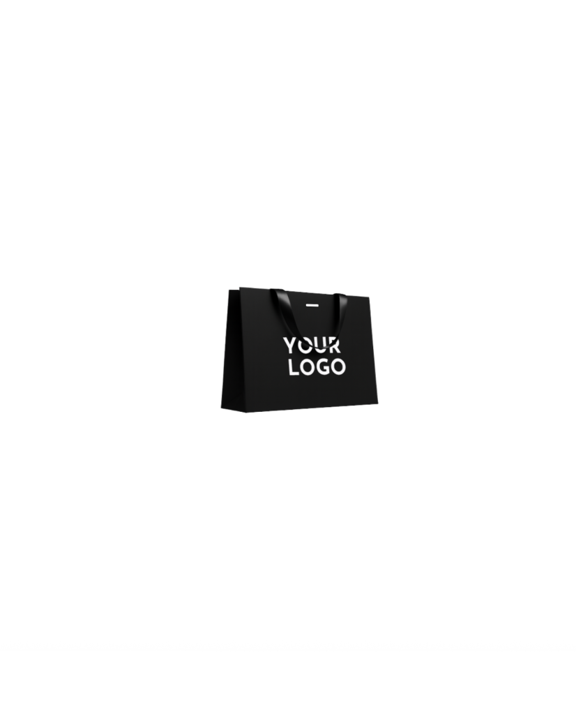 Sac papier Luxe Noir Express - poignées noires - S (25x10x20cm)