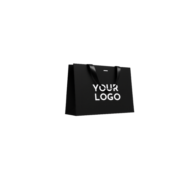 Luxus-Papiertüte Schwarz – schwarze Henkel – M (35 x 12 x 25 cm)