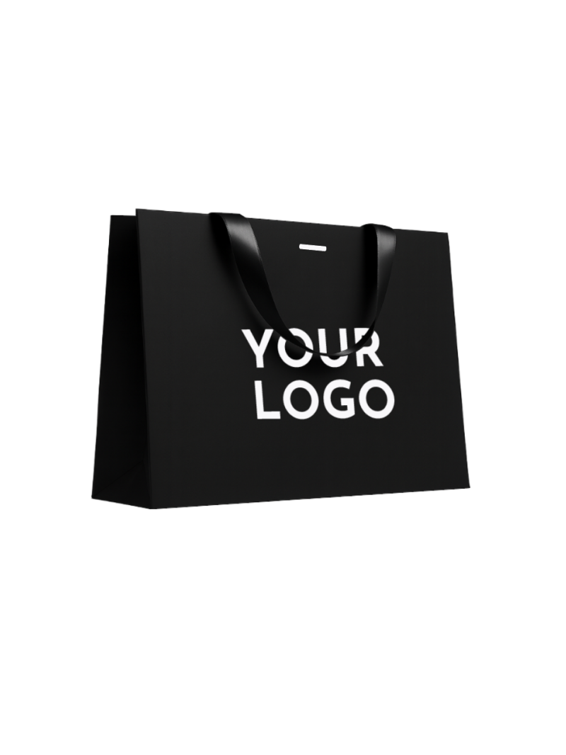 Black Luxury Paper Bag – black handles – L (45 x 14 x 35 cm)