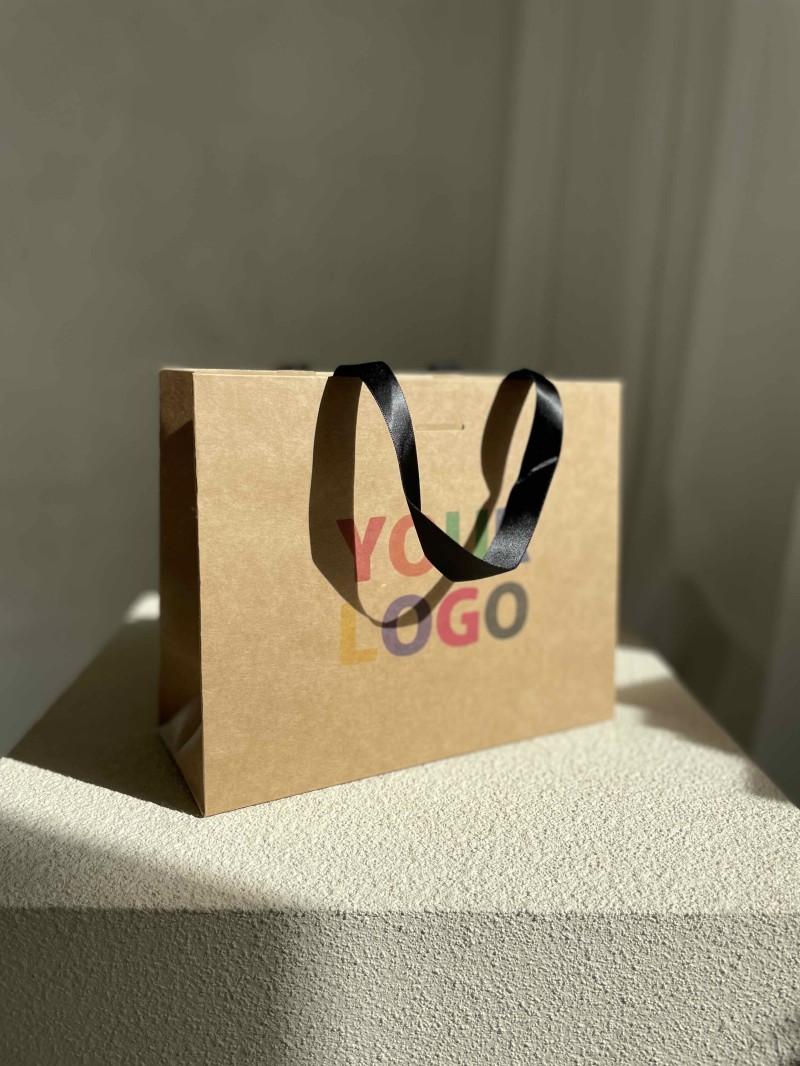 Sac papier Luxe Kraft Express - poignées noires - S (25x10x20cm)