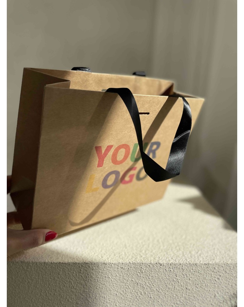 Sac papier Luxe Kraft Express - poignées noires - S (25x10x20cm)