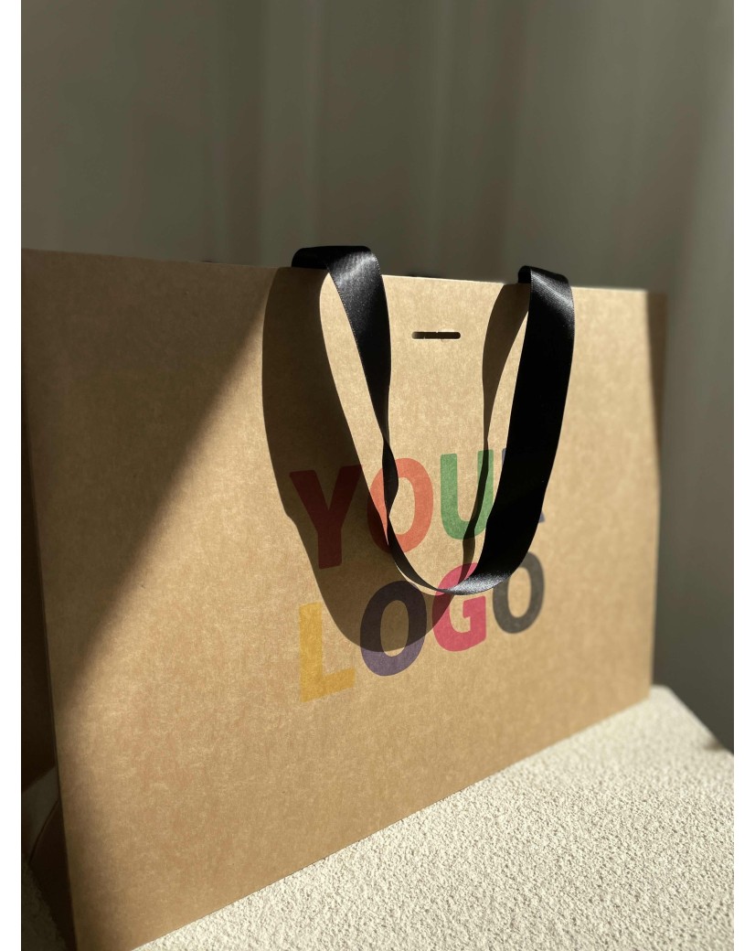 Sac papier Luxe Kraft Express - poignées noires - M (35x12x25cm)