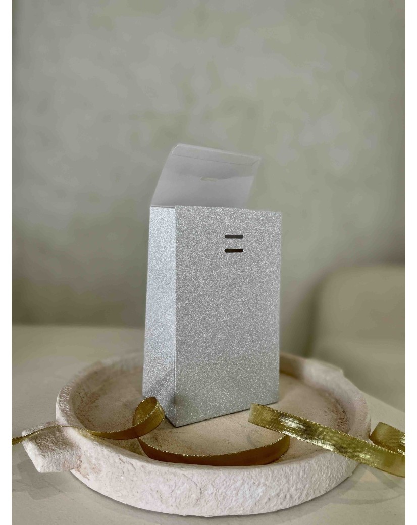 BOLSA PRESTIGE PLATEADA CON BRILLOS – S (12x8x20 cm)