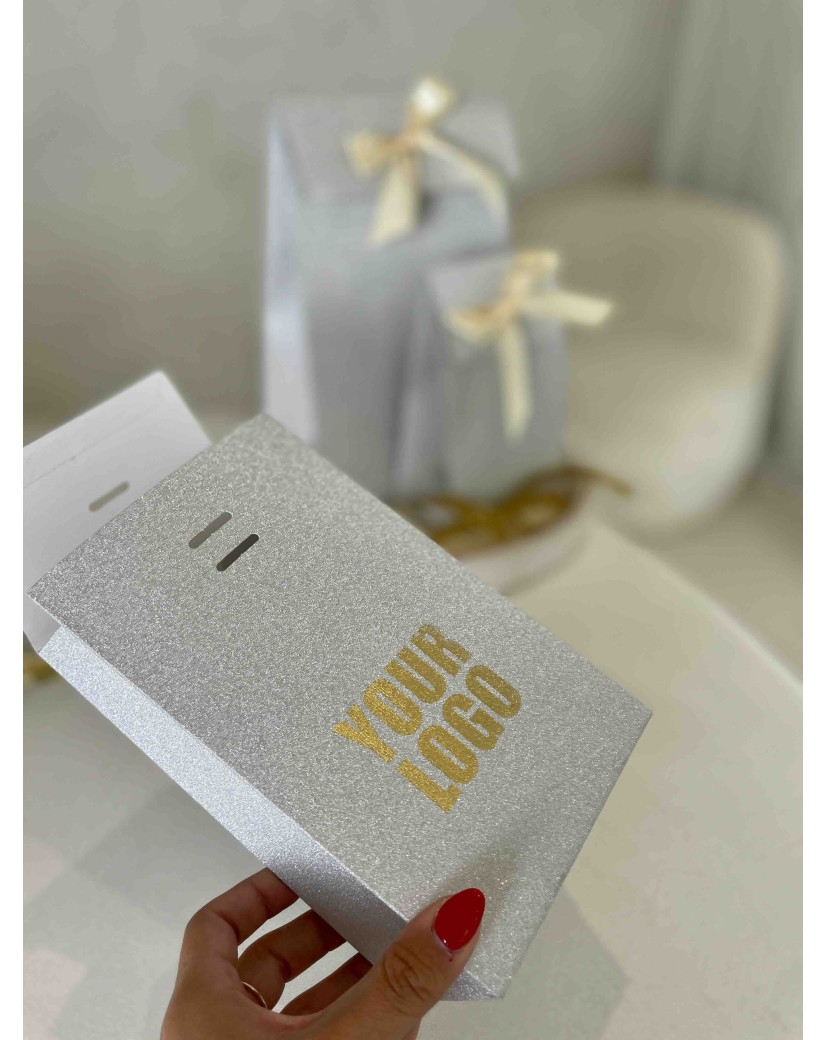PRESTIGE-TASCHE SILBER GLITZER – S (12x8x20 cm)