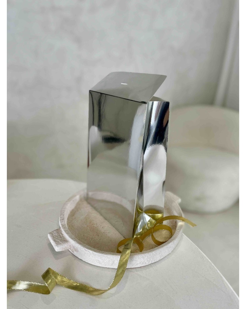PRESTIGE-TASCHE SILBER SPIEGEL – M (20x10x30 cm)