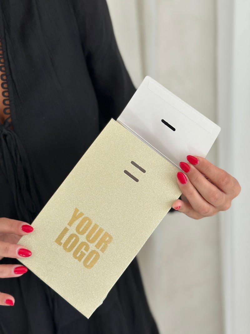 PRESTIGE-TASCHE GOLD GLITZER – S (12x8x20 cm)