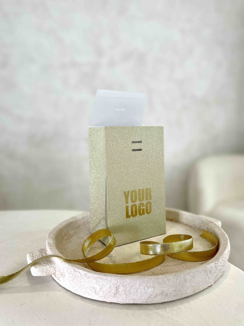 PRESTIGE-TASCHE GOLD GLITZER – S (12x8x20 cm)