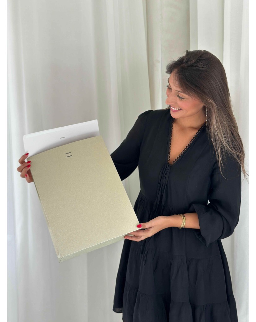 BOLSA PRESTIGE DORADA CON BRILLOS – L (30x12x40 cm)