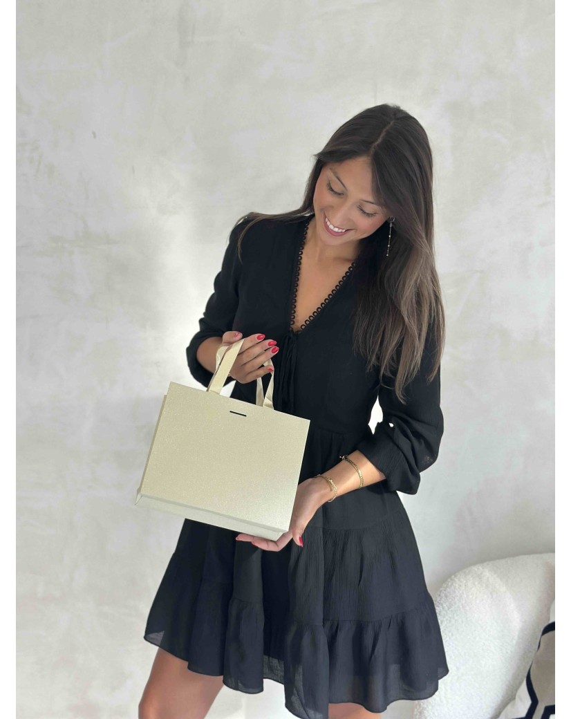 Sac papier Luxe Gold pailleté Express - S (25x10x20cm)