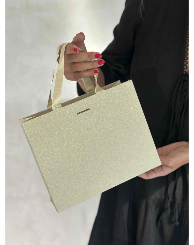 Sac papier Luxe Gold pailleté Express - S (25x10x20cm)
