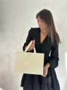 LUXUSPAPIERTASCHE GOLD GLITZER – M (35x12x25 cm)