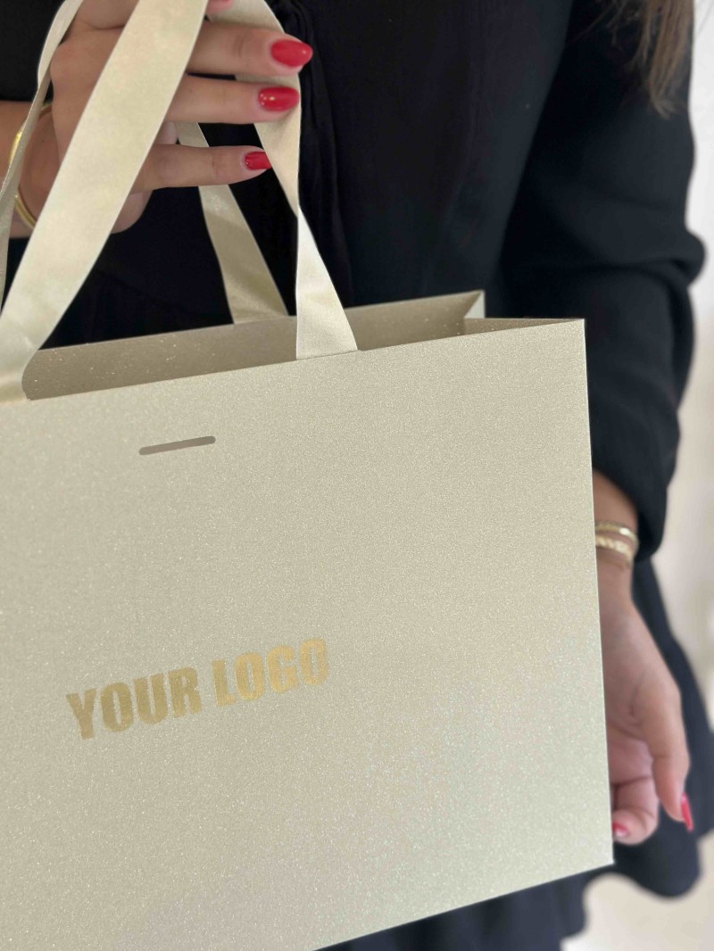LUXURY PAPER BAG GOLD GLITTER – M (35x12x25 cm)