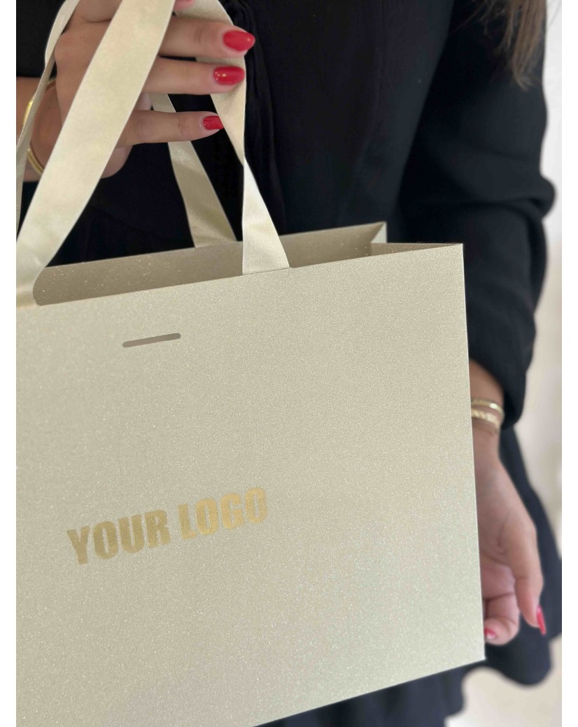 LUXURY PAPER BAG GOLD GLITTER – M (35x12x25 cm)