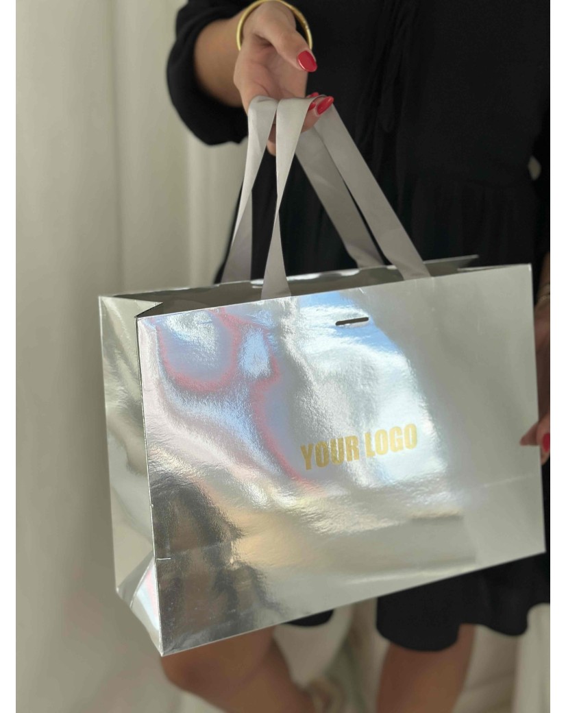 Sac papier Luxe Silver miroir Express - M (35x12x25cm)