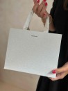 LUXUSPAPIERTASCHE SILBER GLITZER – S (25x10x20 cm)