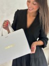 LUXURY PAPER BAG SILVER GLITTER – M (35x12x25 cm)