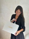 LUXUSPAPIERTASCHE SILBER GLITZER – M (35x12x25 cm)