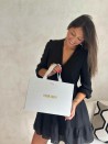 LUXUSPAPIERTASCHE SILBER GLITZER – M (35x12x25 cm)