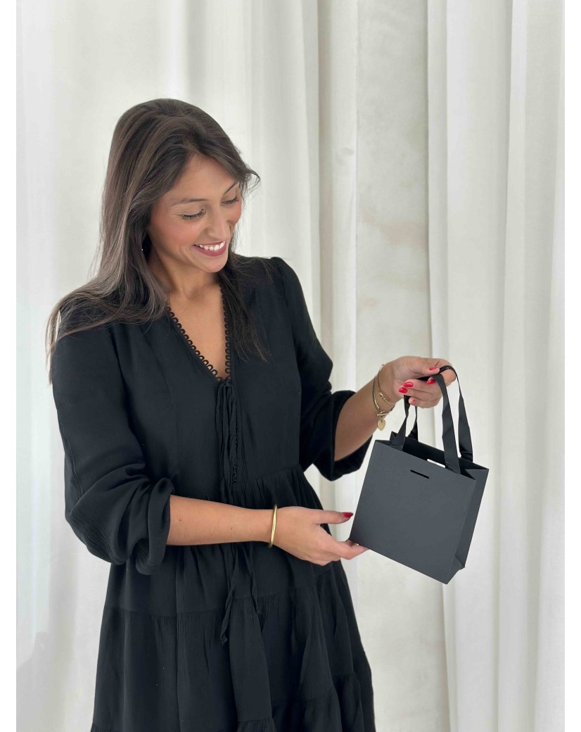Black Luxury Paper Bag – black handles – XS (16 x 8 x 16 cm)