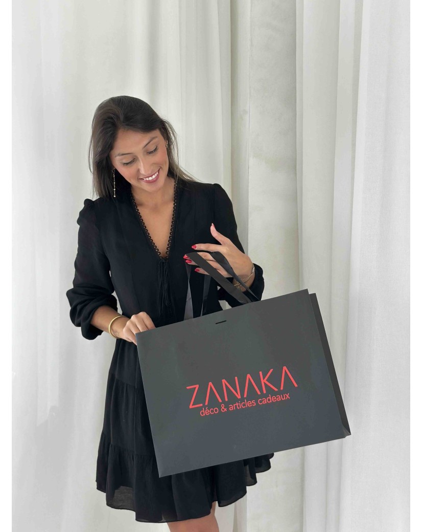 Bolsa de papel de lujo negra – asas negras – L (45 x 14 x 35 cm)